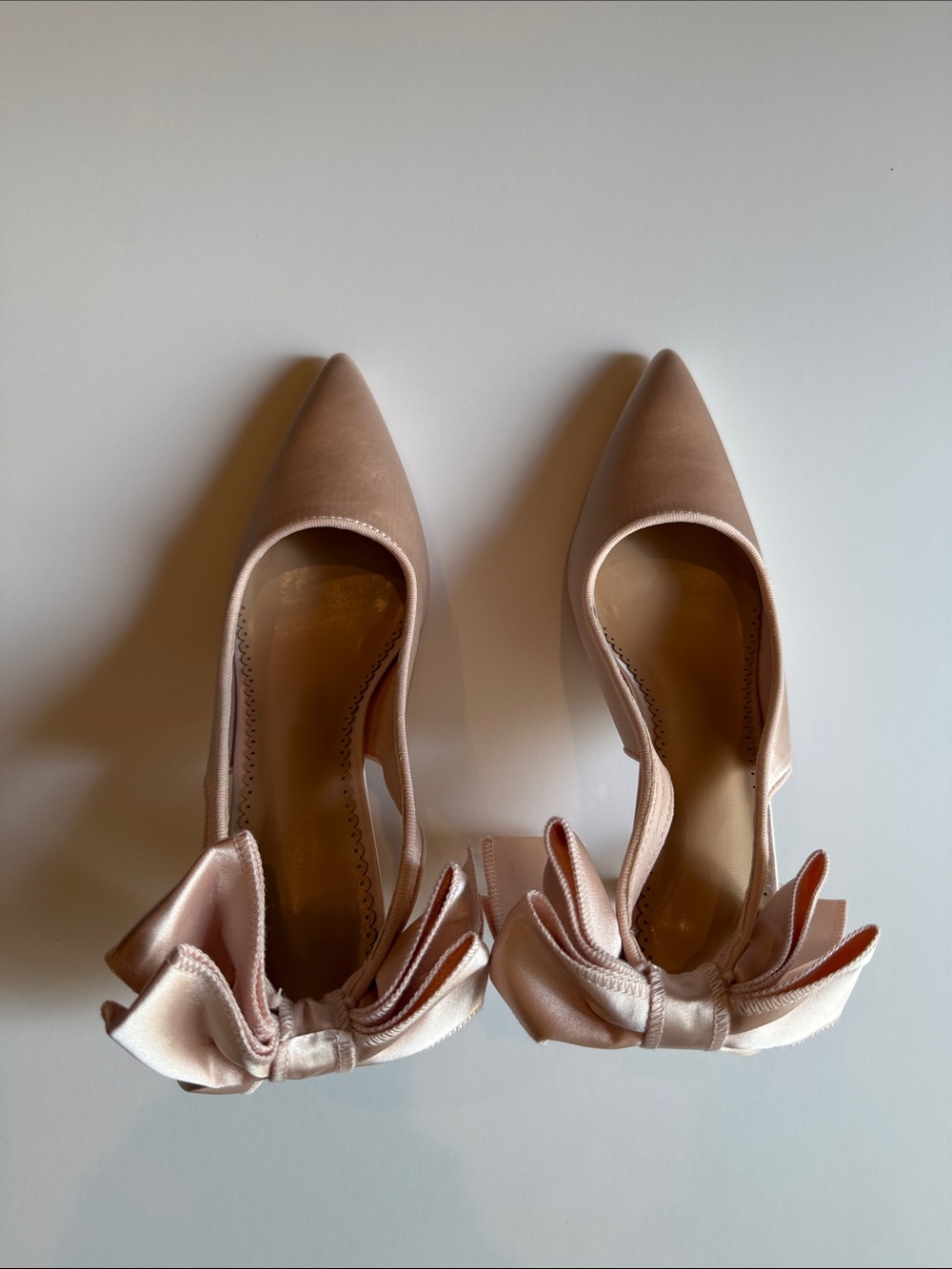 NIB Blush Pink Satin Bridal Slingback Heels Size 8 - Picture 8 of 12
